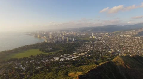 Aerial Oahu Diamond Head Honolulu Stock Footage 59132077