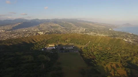 Aerial Oahu Diamond Head State Monument Stock Footage 59132047