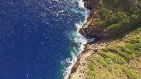 Aerial Oahu The hidden Rocky coast. waves Stock Footage 59114104