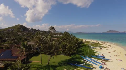 Aerial Oahu Lanikai Beach Stock Footage 59128548