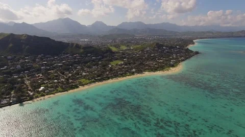 Aerial Oahu Lanikai Beach Stock Footage 59128551