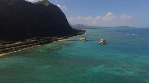 Aerial Oahu Makai Pier. Hawaii. Stock Footage 59139464