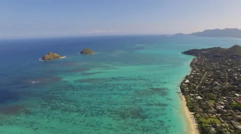 Aerial Oahu Moku Nui and Moku Iki Islands Stock Footage 59128559
