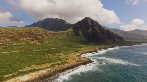 Aerial Oahu Ohikilolo Beach Park Stock Footage 59133076