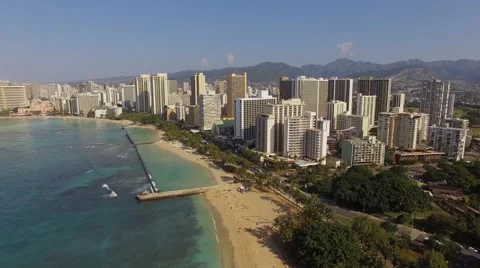 Aerial Oahu Waikiki Bay Stock Footage 59139465