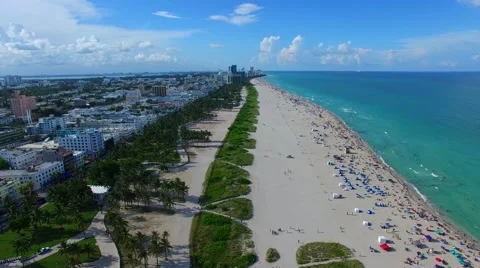 AERIAL - Ocean Drive from the sky Stock Footage 65153992