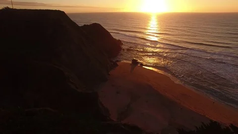 Aerial of Ocean Sunset Stock Footage 71943166