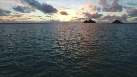 Aerial, ocean sunset Stock Footage 73782323