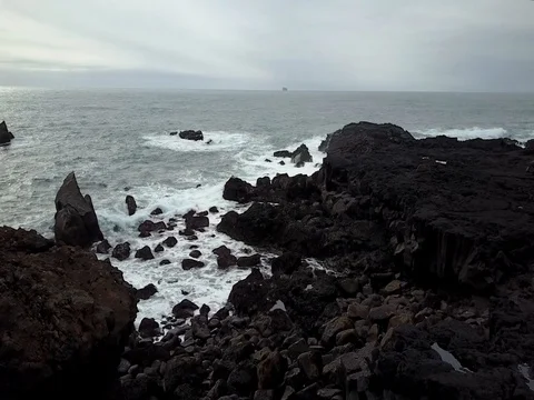 Aerial ocean waves beach view  Stock Footage 75602600