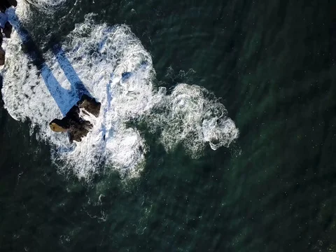 Aerial ocean waves beach view  Stock Footage 75602660