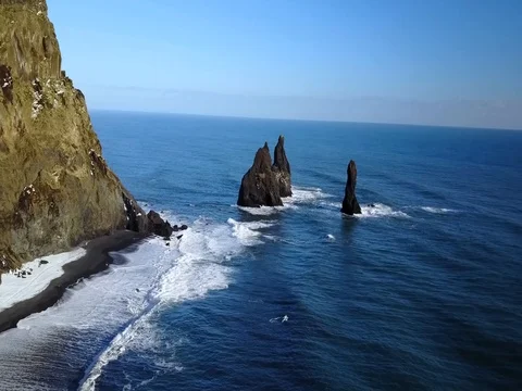 Aerial ocean waves beach view  Stock Footage 75602685