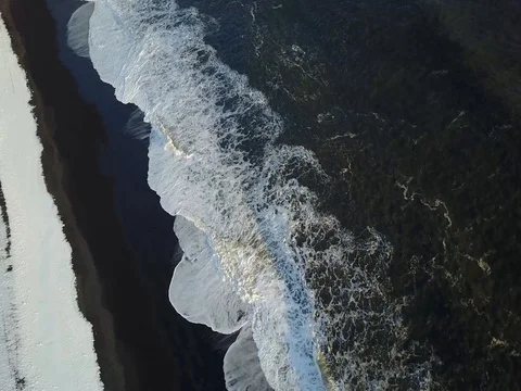 Aerial ocean waves beach view  Stock Footage 75602714