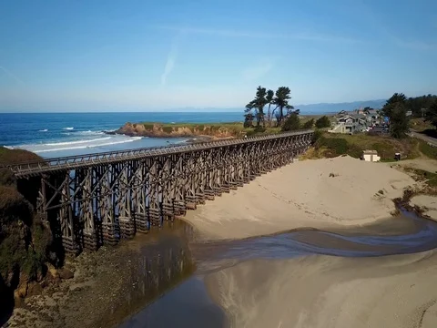 Aerial ocean waves beach view Stock Footage 75667117