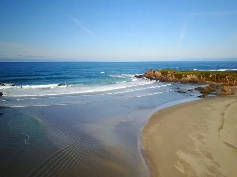 Aerial ocean waves beach view Stock Footage 75667123