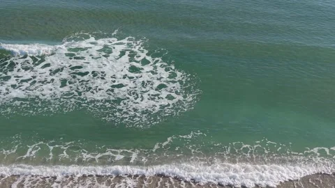 Aerial Ocean Waves Rolling Over Green Sea Water Natural Motion Stock Footage 324529019