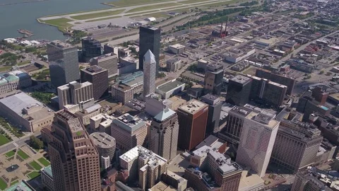 Aerial Ohio Cleveland July 2017 Sunny Day 4K Inspire 2 Stock Footage