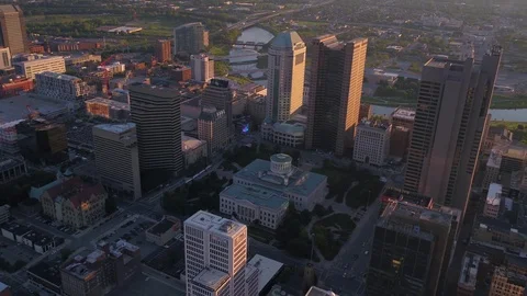 Aerial Ohio Columbus July 2017 Sunset 4K Inspire 2 Stock Footage