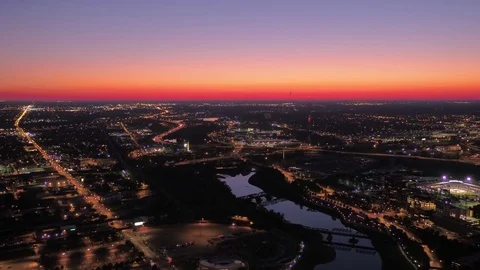 Aerial Ohio Columbus July 2017 Night 4K Inspire 2 Stock Footage