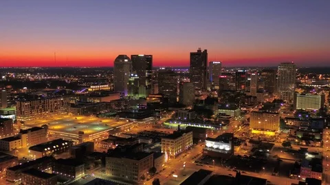 Aerial Ohio Columbus July 2017 Night 4K Inspire 2 Stock Footage
