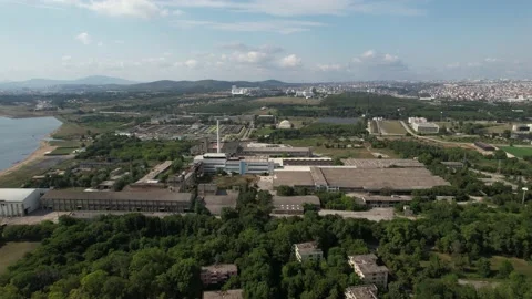 Aerial old factory Stock Footage 201700588