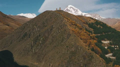 Aerial old temple on mountain  Video stock 172044847