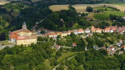 Aerial of the old town of bartenstein Stock Footage 121368957