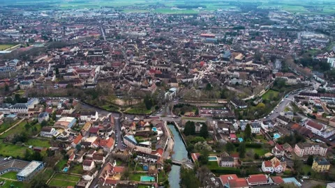 Aerial of the old town of Beaune  Stock Footage 236969140