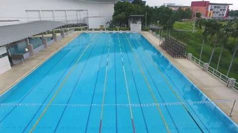 Aerial olympic lap pool 4k Stock Footage 66327508
