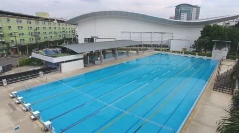 Aerial olympic pool 4k Stock Footage 66327824