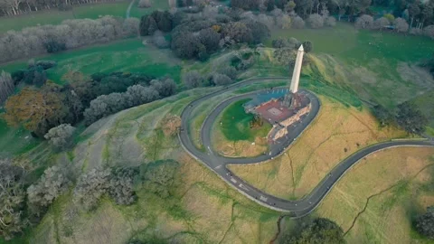 Aerial: One tree hill at sunset, Auckland, New Zealand Stock-Footage 161044619