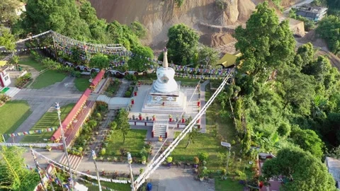 The aerial or drone  view of monastery. Stock Footage 134366187