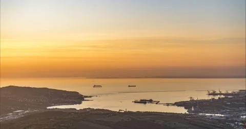 Aerial or elevated view of colorful sunset Stock Footage 166879561