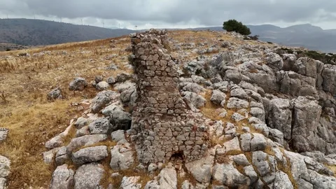 Aerial Orbit Ancient Stone Tower Ruins Видео 331228512