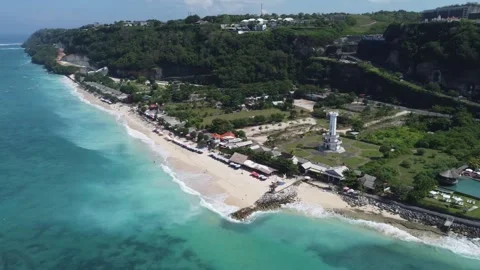 Aerial orbit and pull out at Pandawa Beach Vídeo Stock 329187969