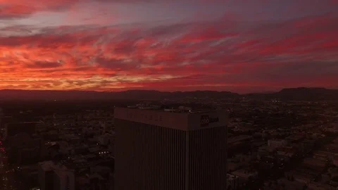 Aerial orbit around Koreatown Load Angeles at Sunset Stock Footage 71308155