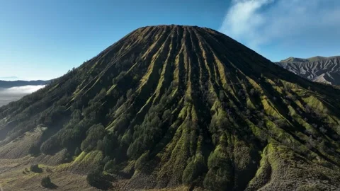 Aerial Orbit Around Mount Batok and Mount Bromo Volcanoes in East Java Vídeos de archivo 341858266