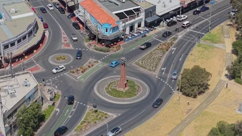 Aerial Orbit of Black Rock Clock Tower Roundabout in Melbourne Australia 스톡 동영상 327889214