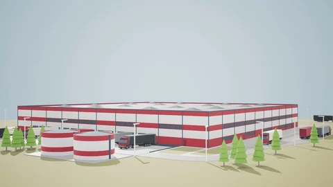 Aerial orbit camera view of logistics warehouse. 動画素材 89897719