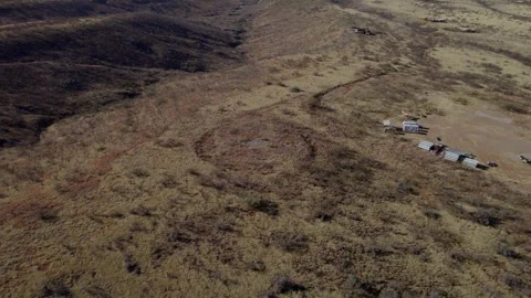 Aerial Orbit of the cold war era Titan missile site 6 Stock Footage 303277048