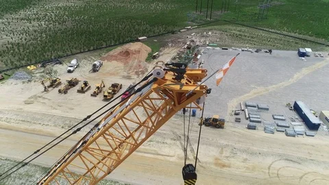 Aerial Orbit of Construction Crane Stock Footage 114890875