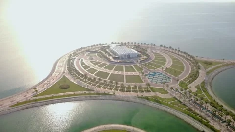 Aerial Orbit of Eastern Corniche Waterfront Park in Al Khobar Saudi Arabia Stock Footage 336864123