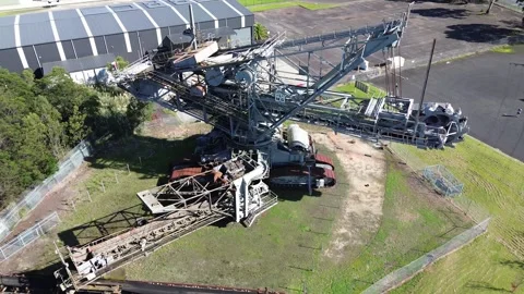 Aerial Orbit of Massive Bucket Wheel Excavator Stock Footage 334894804