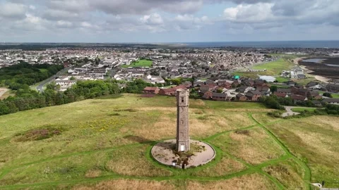 Aerial Orbit: Peterhead Lighthouse, Scotland - July 18 2025 Stock Footage 331303077