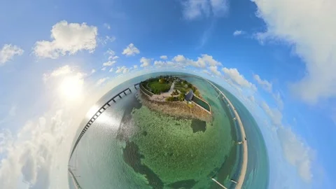 Aerial orbit Pigeon Key tiny planet Florida Keys overseas highway Stock Footage 335662846