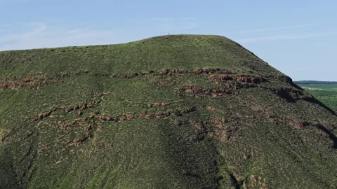 Aerial Orbit Of Rugged Volcano Cinder Cone Strata 8K HLG Stock Footage 344015627