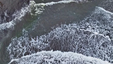 Aerial Orbit Top Down Ocean Waves Texture Pangandaran Indonesia Vídeo Stock 332749651