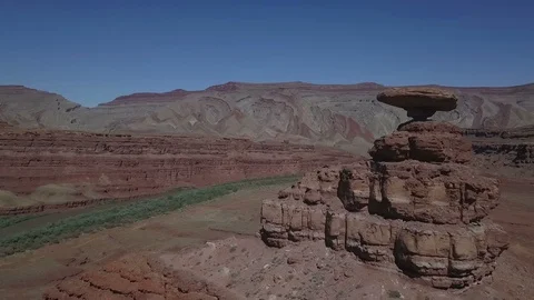 Aerial orbit of a unique rock formation in Utah Stock Footage 112130628