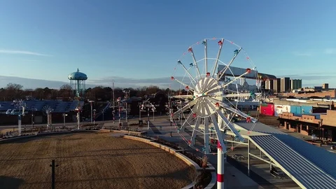Aerial Orbit of Wind Mill Or Large Whirligig Stock Footage 114890185
