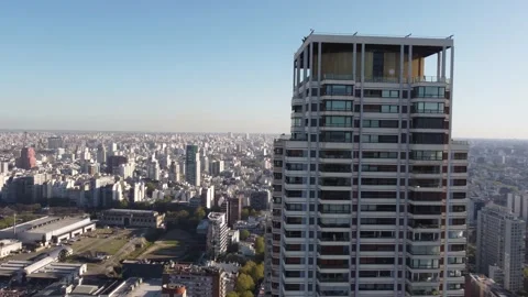 Aerial orbiting shot of high Le Parc skyscraper in Buenos Aires City Video stock 229217057