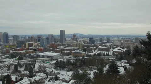 Aerial Oregon Portland Snowy Stock Footage 59149675